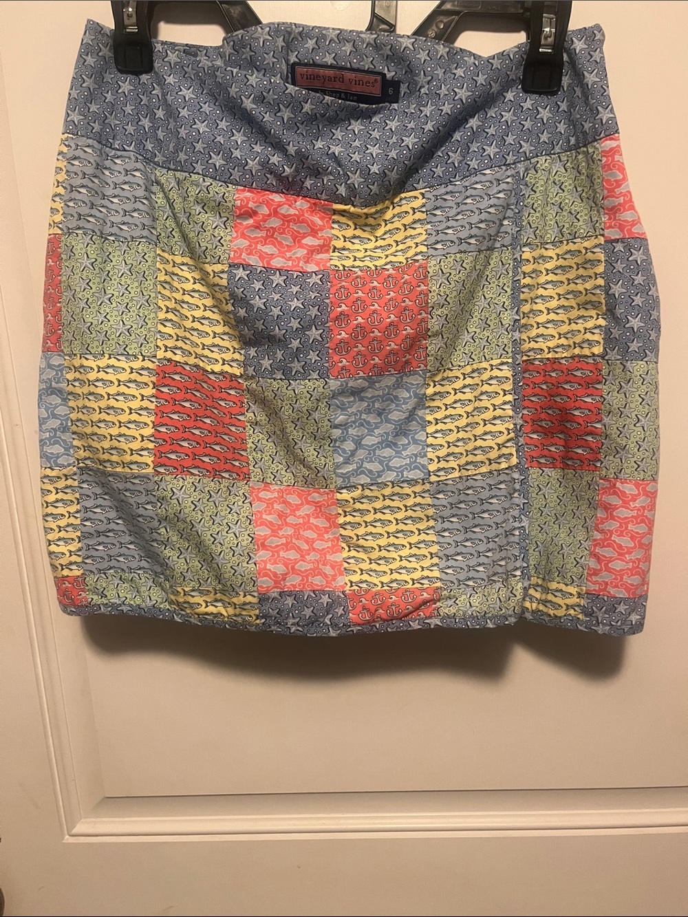 Vineyard Vines Patchwork Mini Skirt in Blue, Red, Yellow, Green